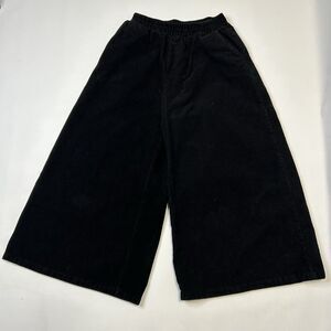 Buykud Corduroy Crop Pants Women's Medium Black Pull On High Rise Wide Leg 28x21